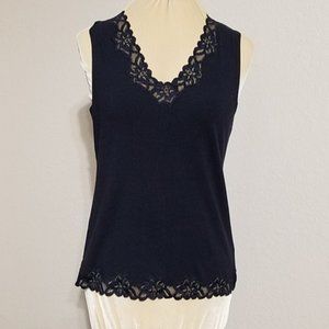 New Coldwater Creek Lace Black Sleevless Top, Size XS-S